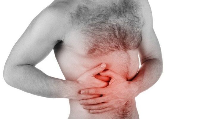 pain in the internal organs that radiates to the lower back